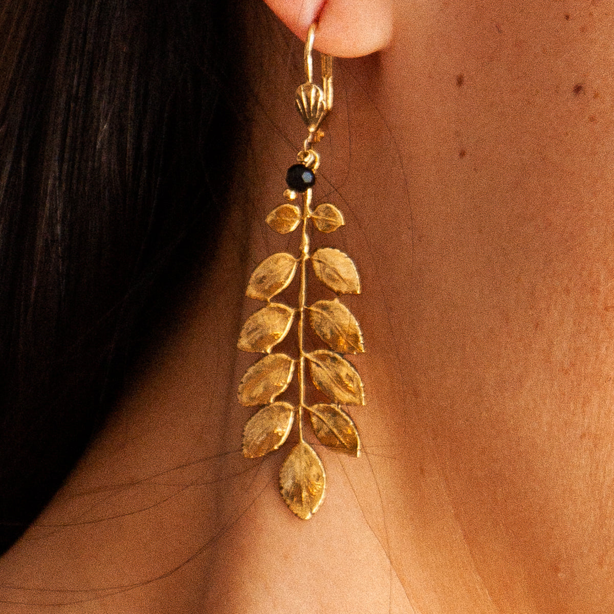 Gold-plated Acacia Leaf earrings
