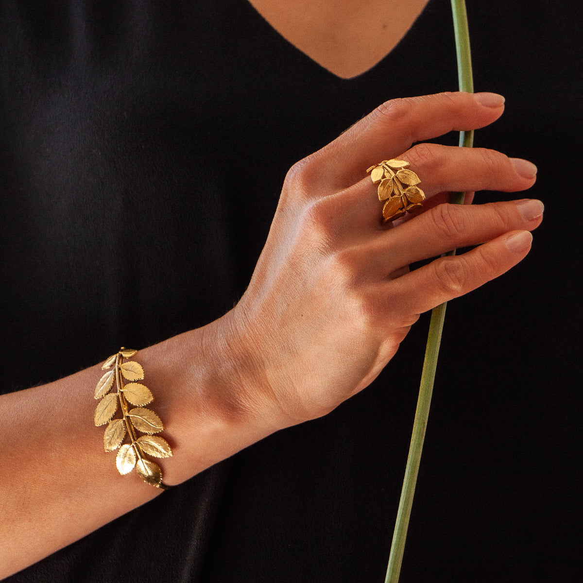Golden Acacia Leaf Bracelet