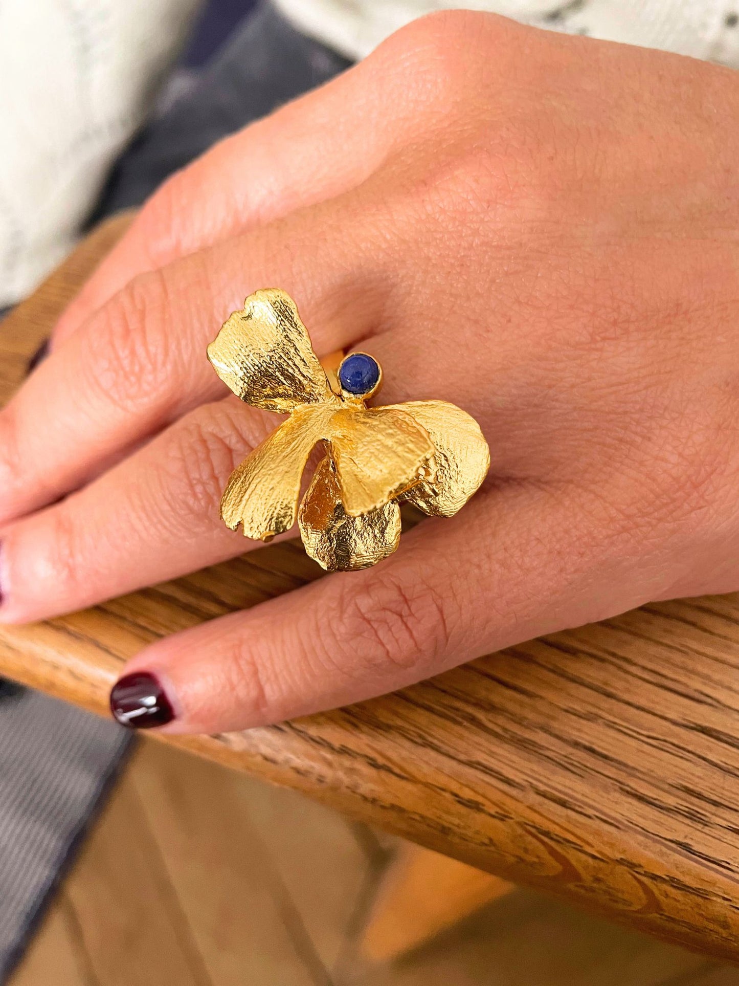 Bague Dorée Pansy Lapis