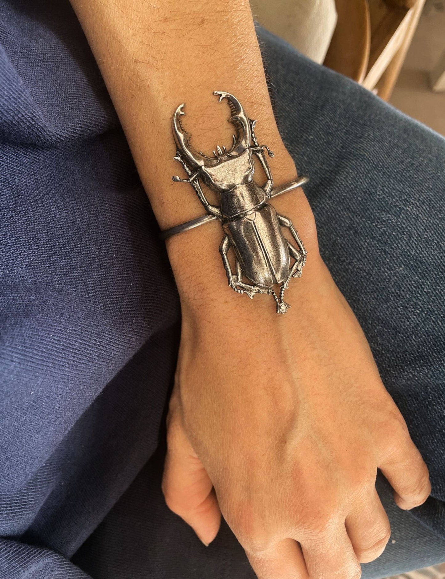 Grand bracelet Lucanus argenté