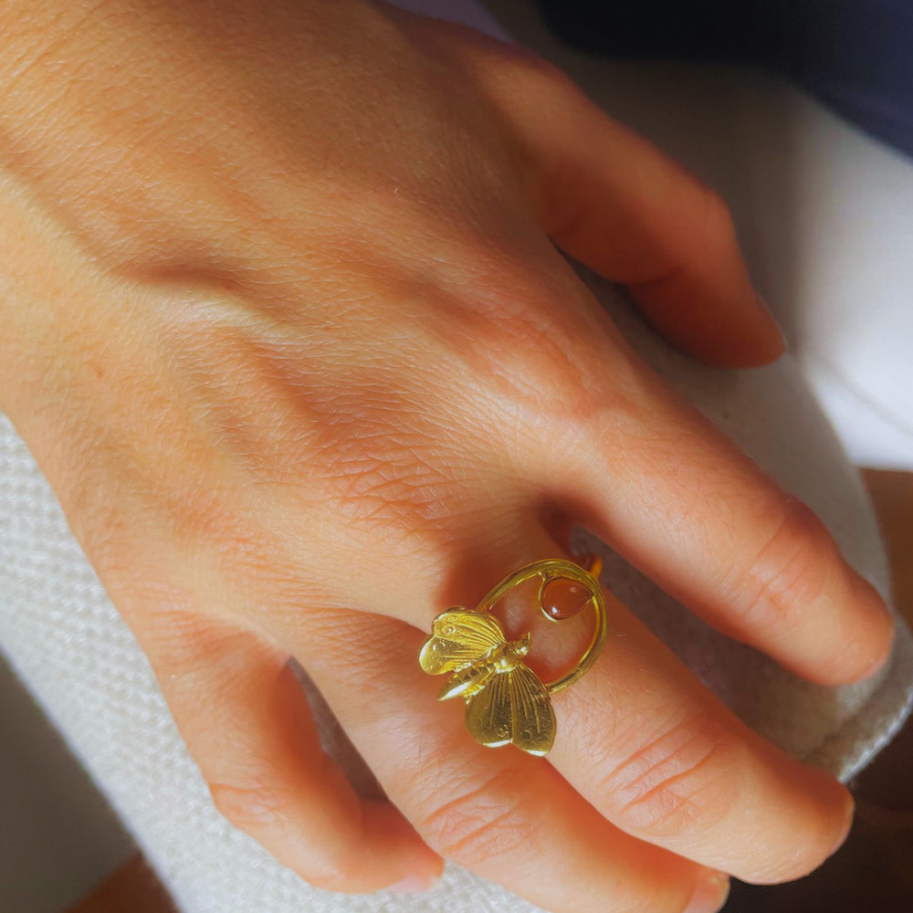Bague Dorée Sun Papillon Cornaline