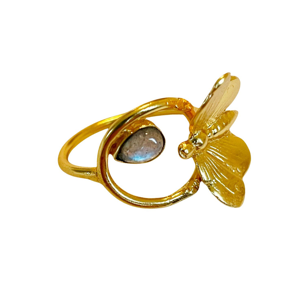 Bague Dorée Sun Papillon Labradorite