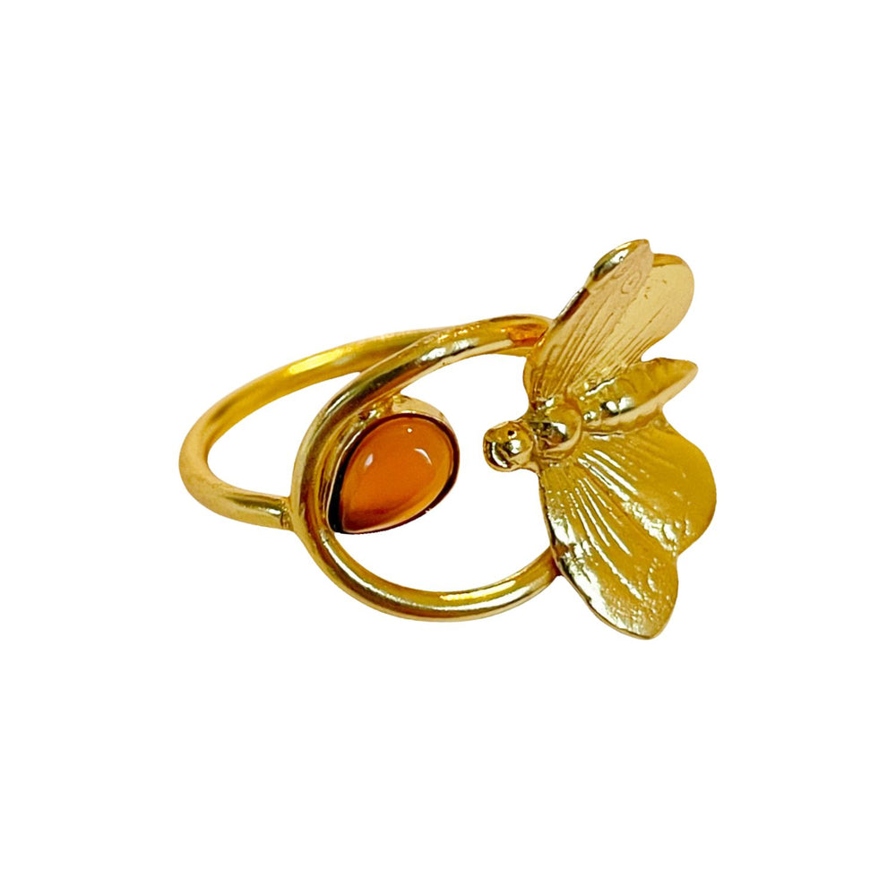 Bague Dorée Sun Papillon Cornaline
