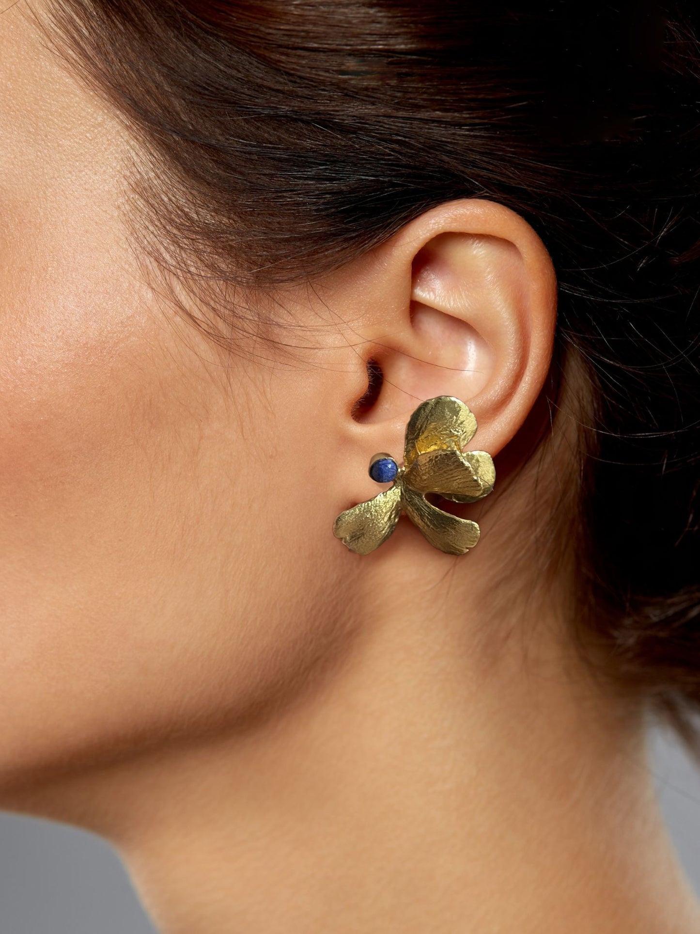 Boucles d'oreilles Pansy Lapis Lazuli Dorées