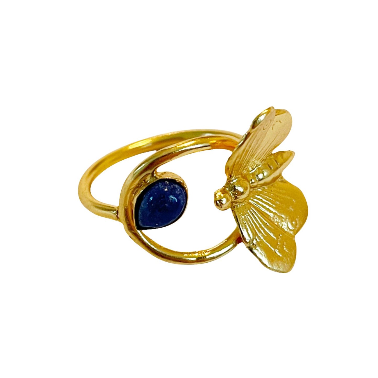 Bague Dorée Sun Papillon Lapis