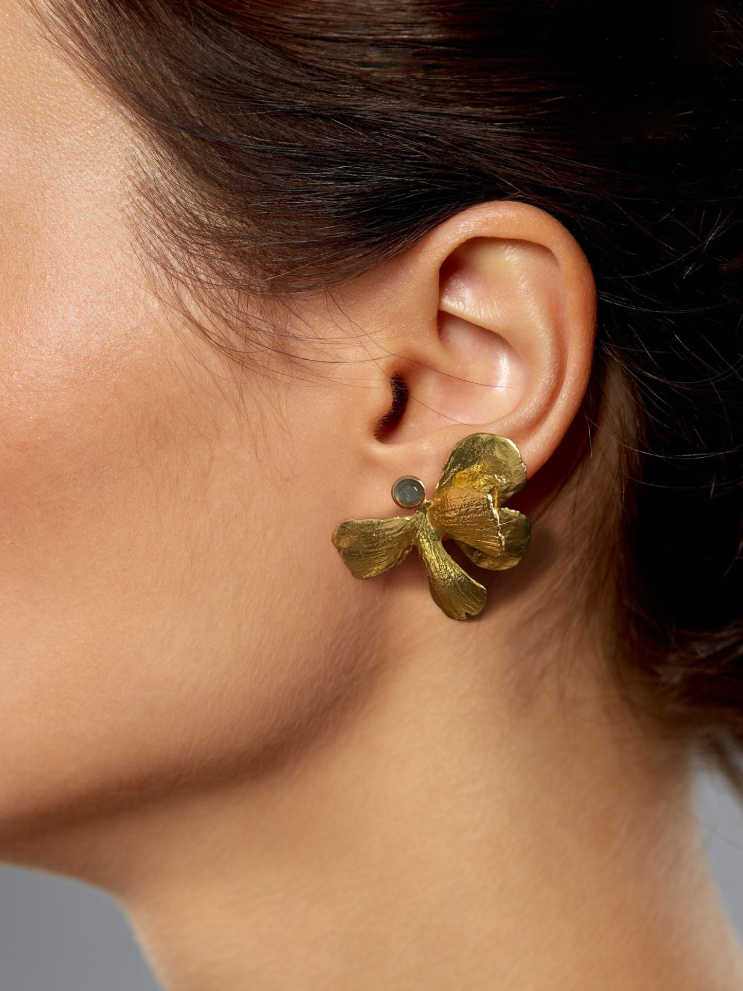 Boucles d'oreilles Dorées Pansy Labradorite