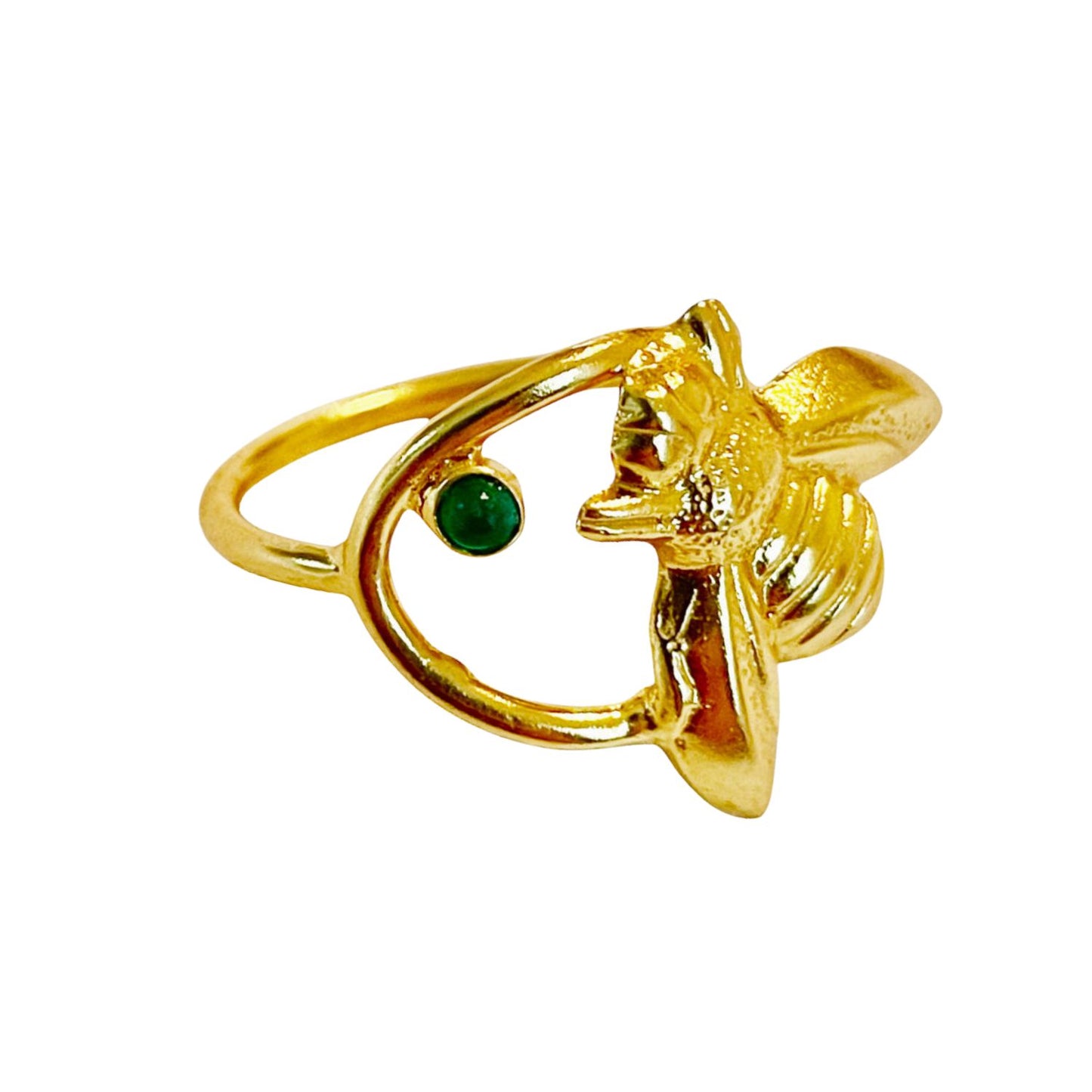 Bague Dorée Sun Bee Jade Vert