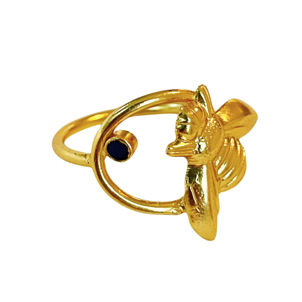 Bague Dorée Sun Bee Lapis