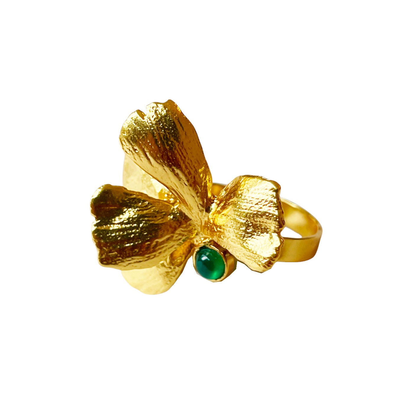 Bague Dorée Pansy Jade Vert