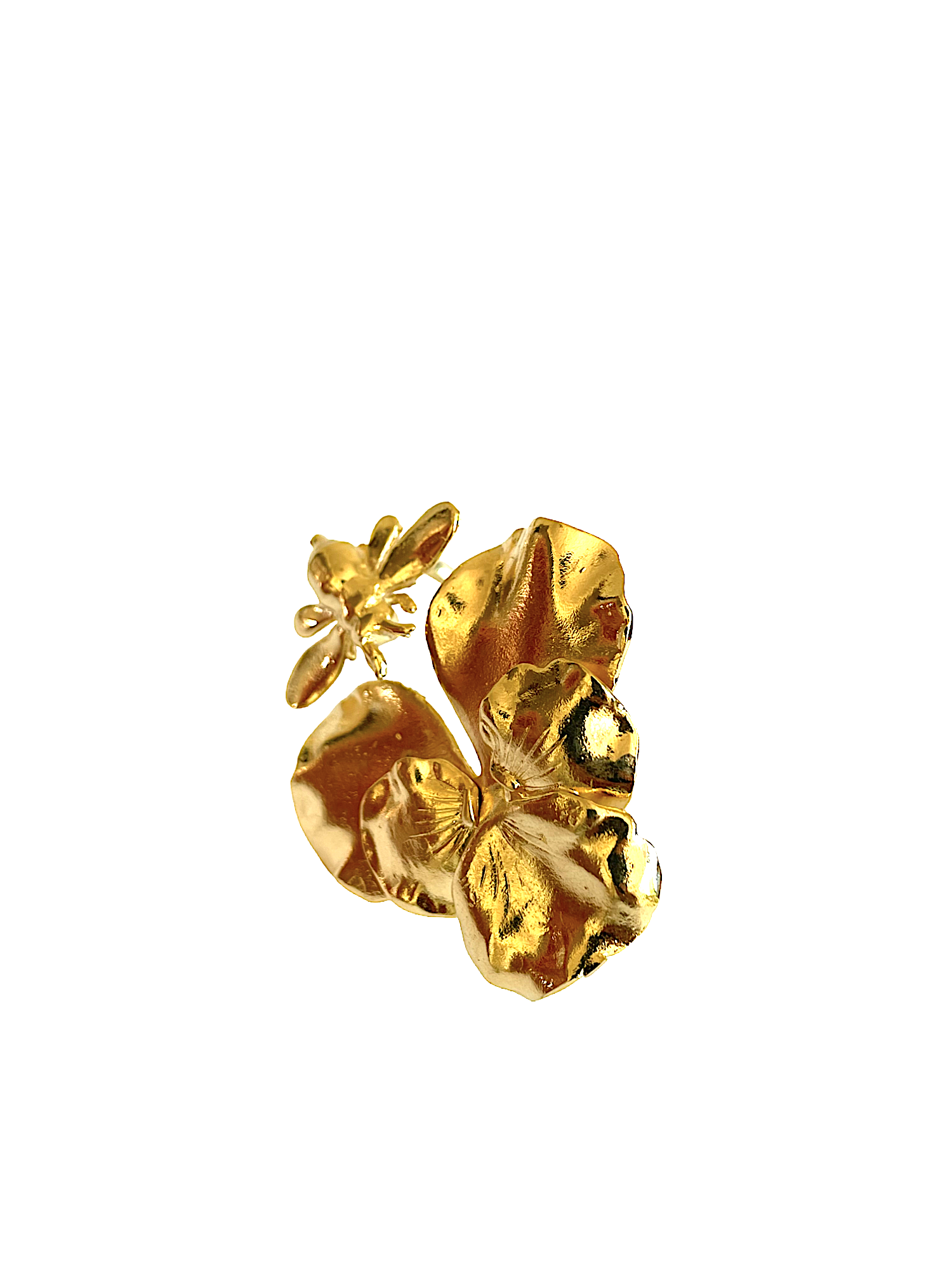 Bague Double Doigts Dorée Bronze Avec Brillants - Curiosité Vintage, Taille 56, Neuve