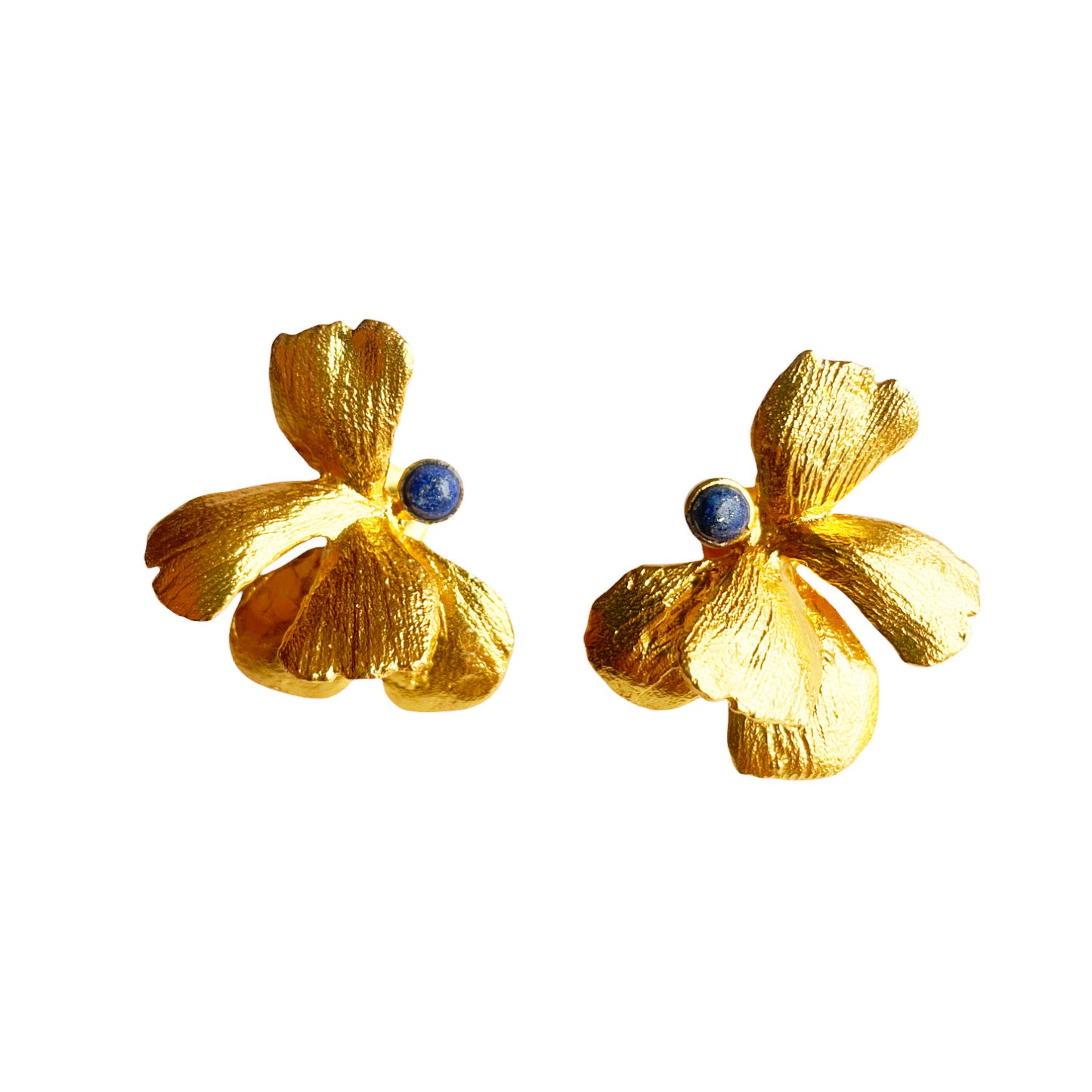 Boucles d'oreilles Pansy Lapis Lazuli Dorées