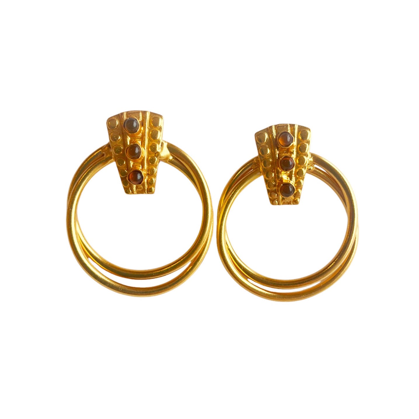 Boucles d'oreilles Dorées Inca Cornaline