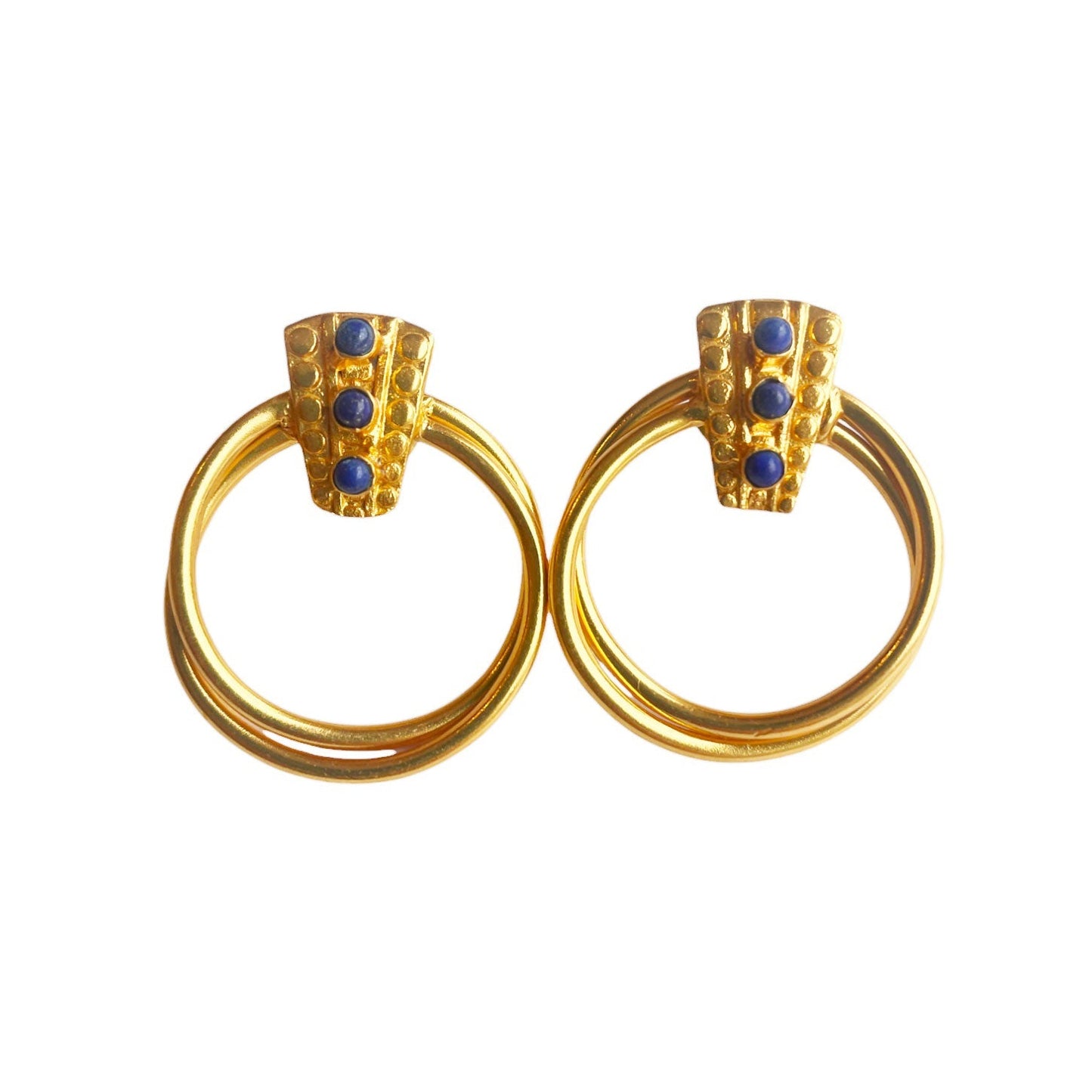 Boucles d'oreilles Dorées Inca Lapis