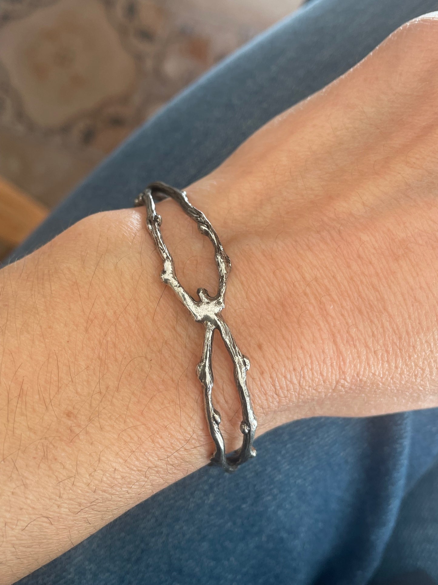 Bracelet double branche argenté