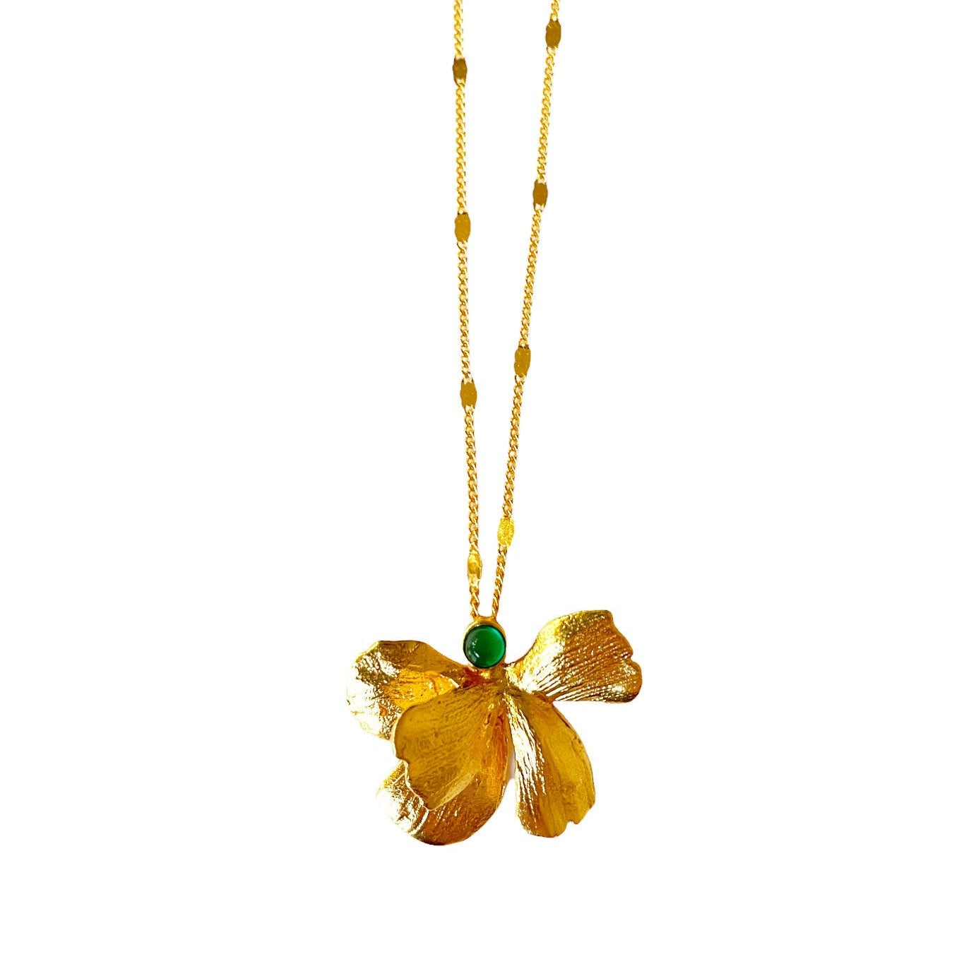 Collier Dorée Pansy Jade Vert