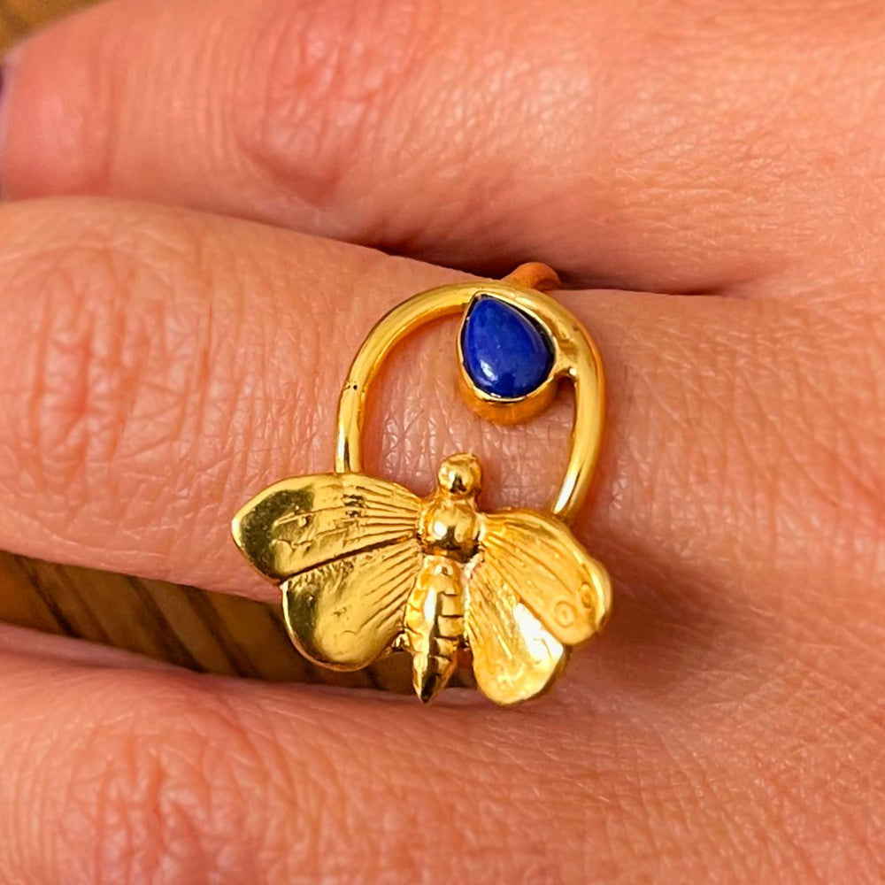 
                  
                    Bague Dorée Sun Papillon Lapis
                  
                