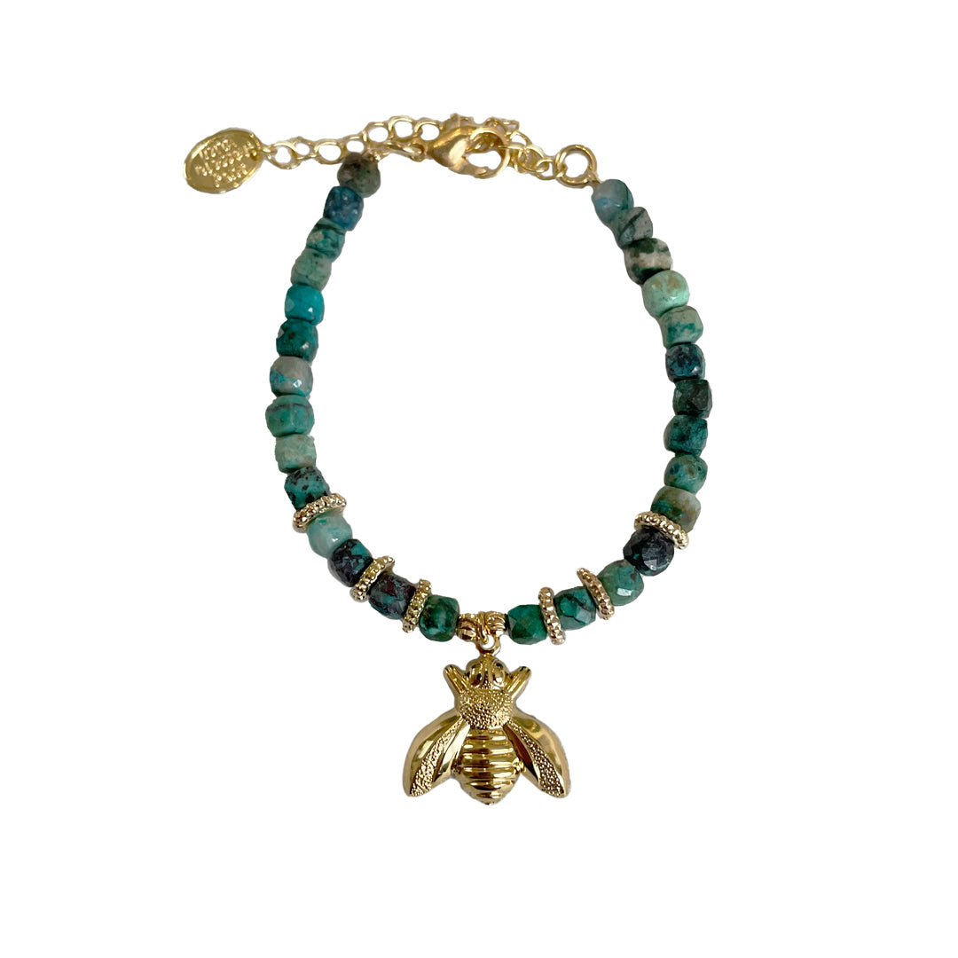 Bracelet Pierres fines et Abeille dorée