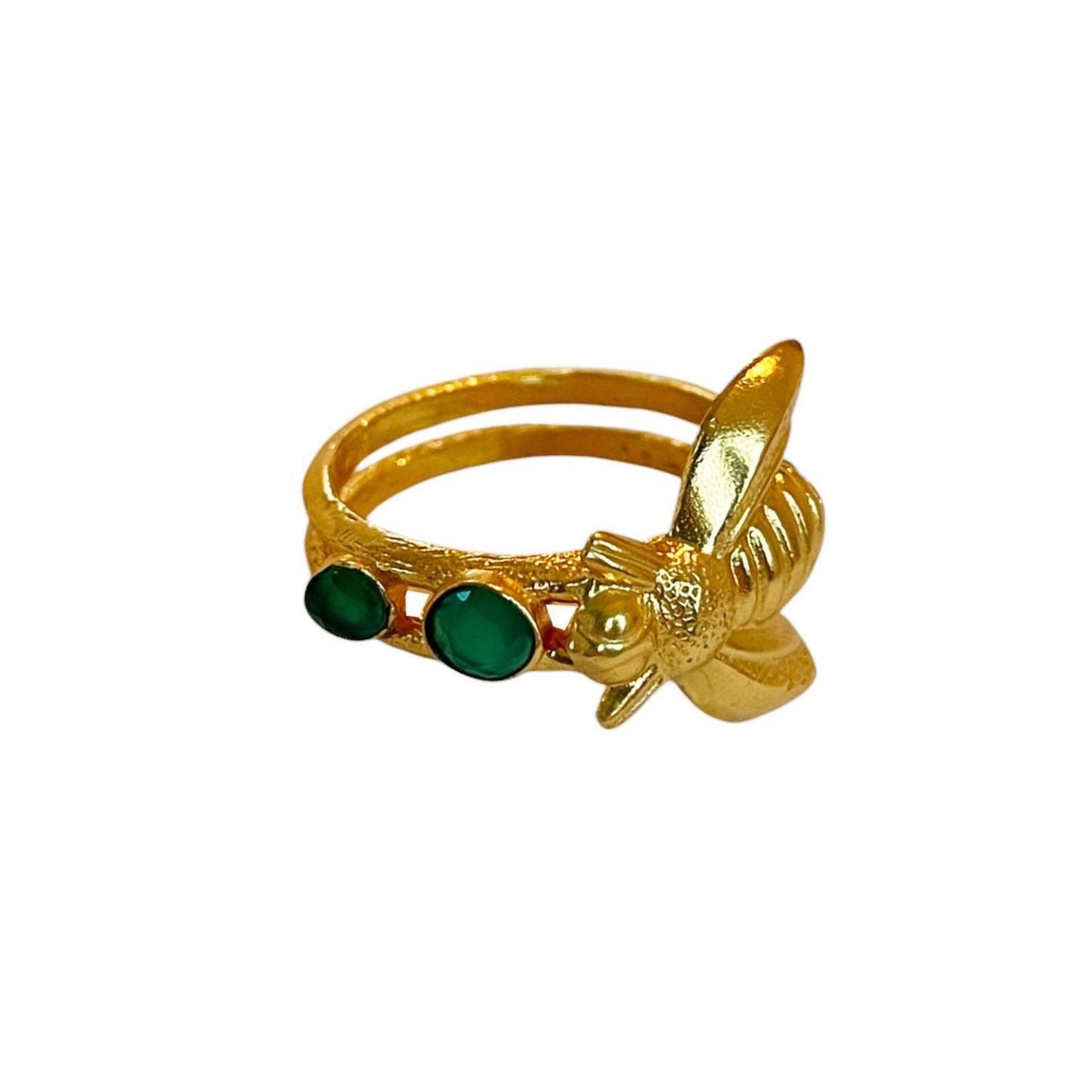 Bague Dorée Isana Abeille Jade Vert