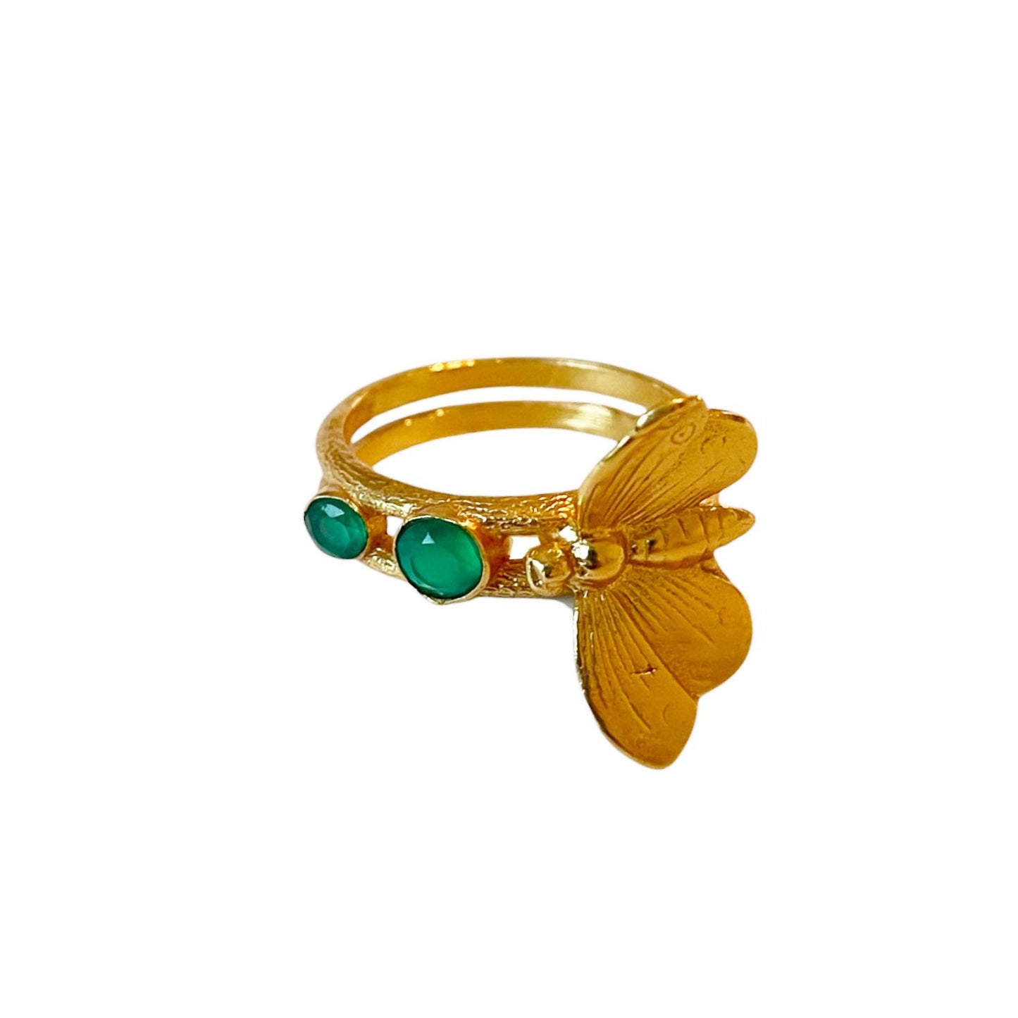 Bague Dorée Isana Papillon Jade Vert