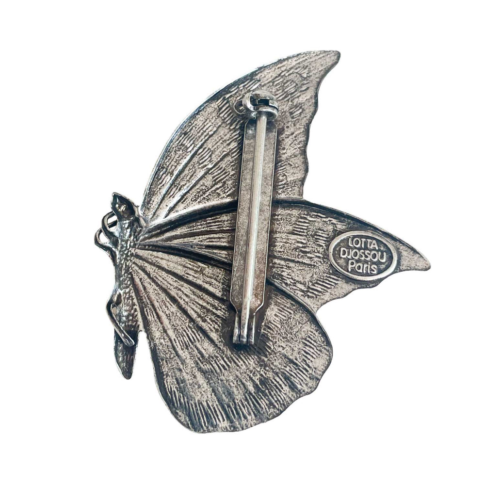 BR359E - Broche Chat Métal Peint Gris avec Motif Paisley et Noeud Papillon BR359E - Broche Chat Métal Peint Gris avec Motif Paisley et Noeud Papillon