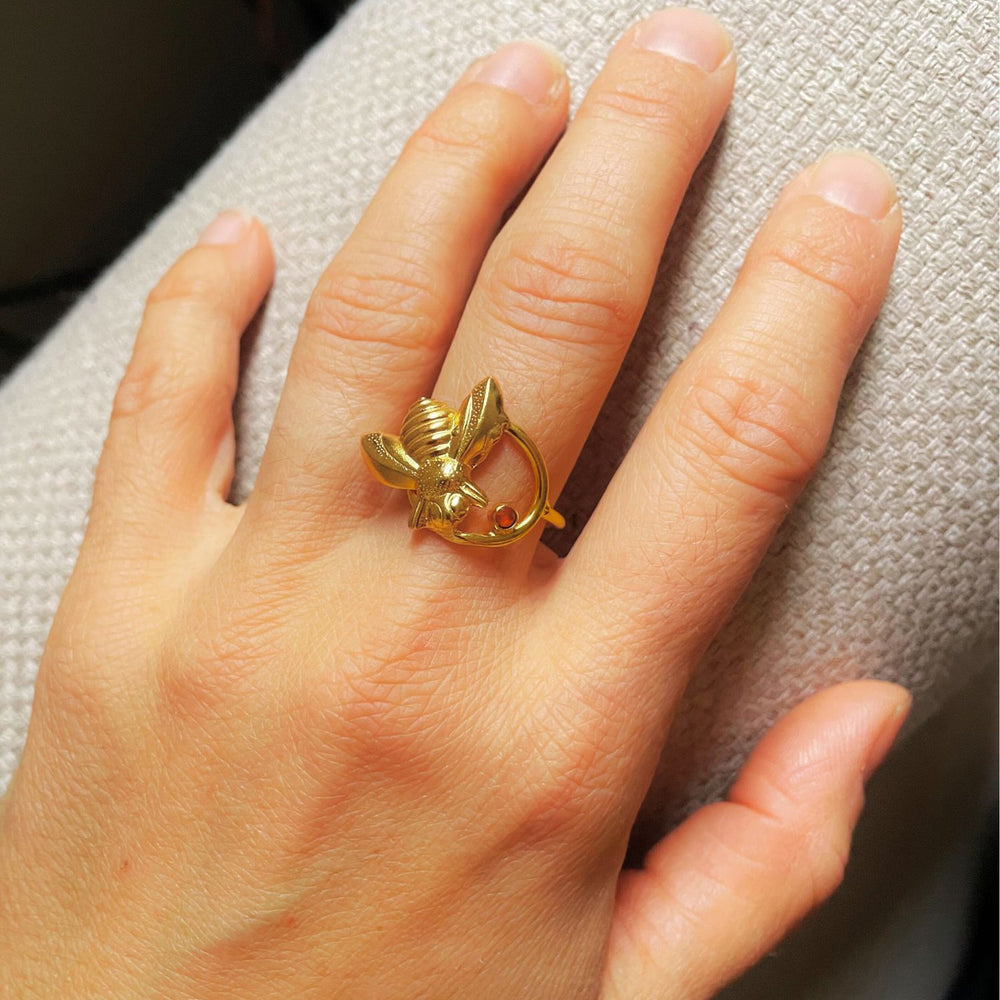 Bague Dorée Sun Bee Cornaline