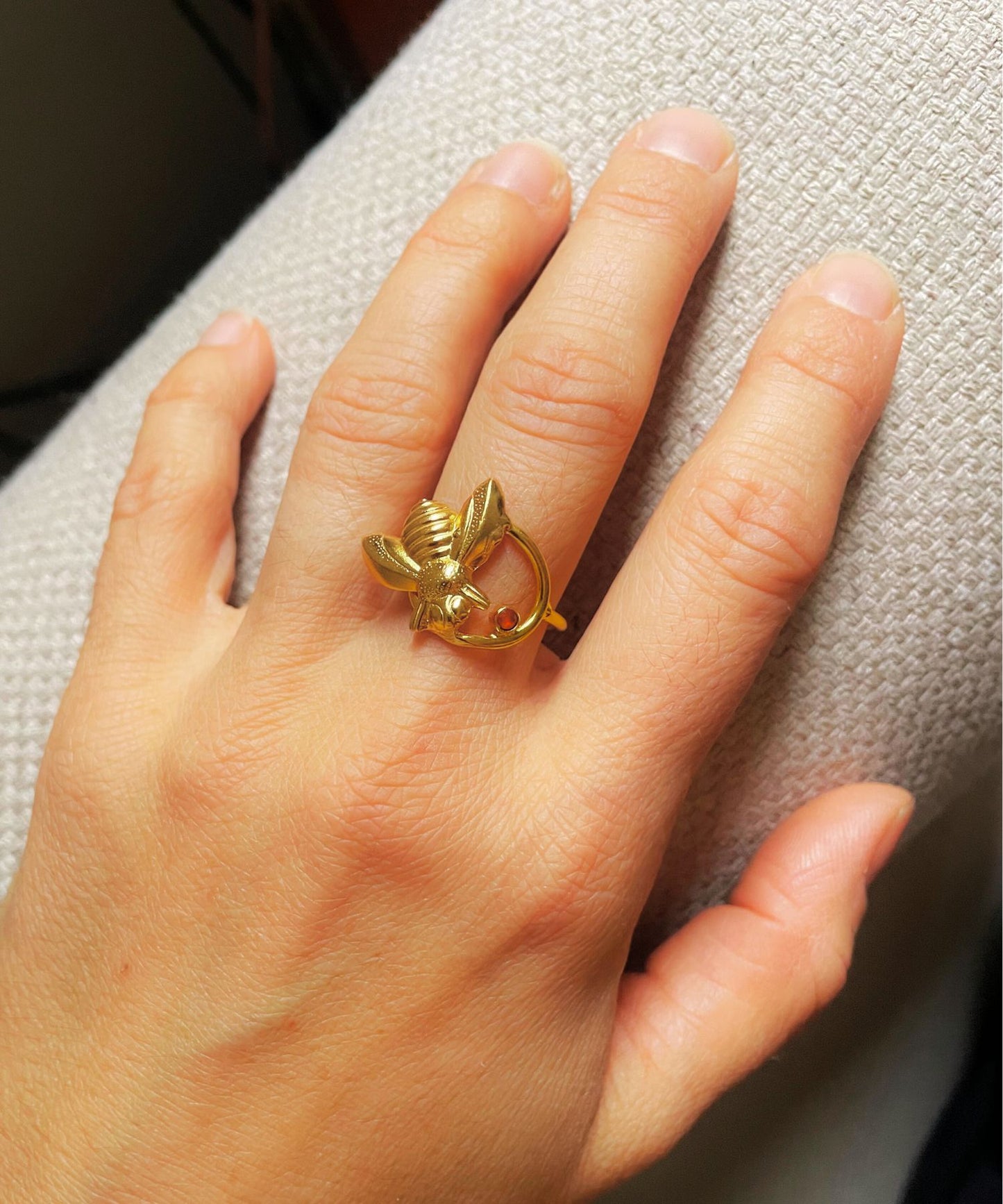 Bague Dorée Sun Bee Cornaline