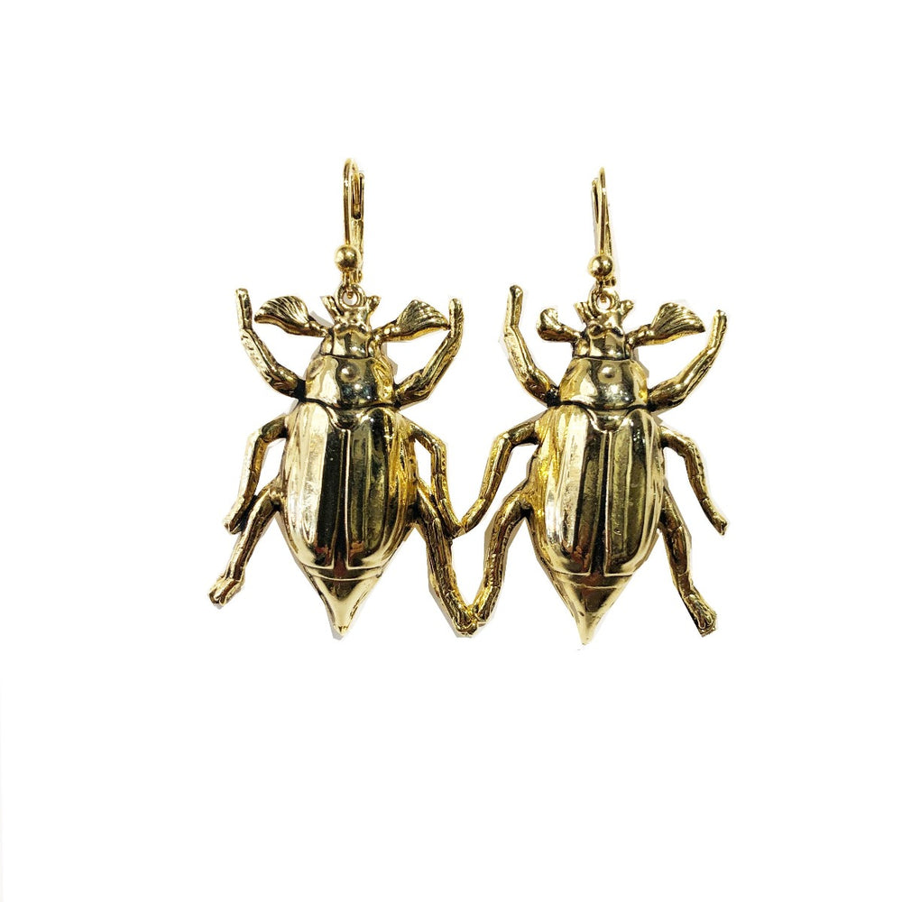 Gold cockchafer earrings