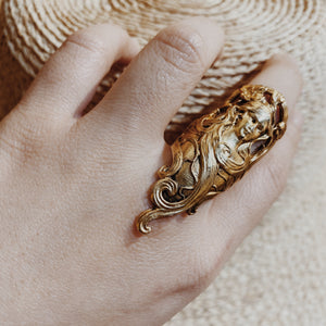 
                  
                    Gold vintage mucha style ring
                  
                