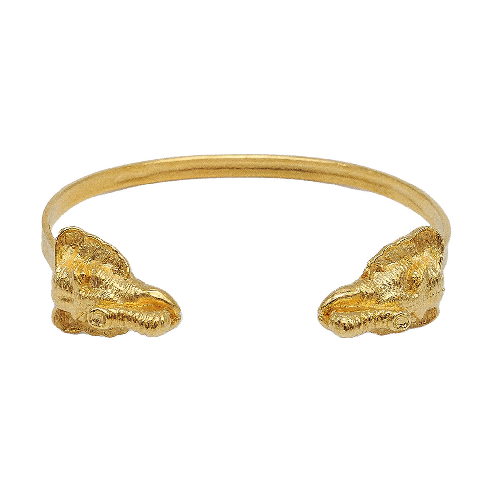 Gold elephant bracelet with two elephants