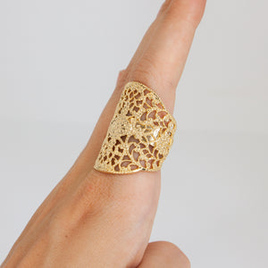 
                  
                    Gold Lace patterned Lotta Djossou ring
                  
                