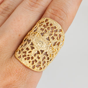 
                  
                    Detail of Gold Lace motif Lotta Djossou ring
                  
                