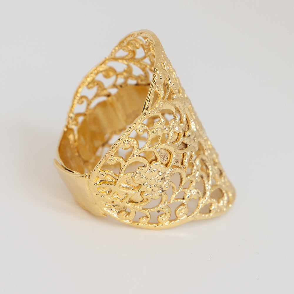 
                  
                    Side view of the Gold Dentelle Lotta Djossou ring
                  
                