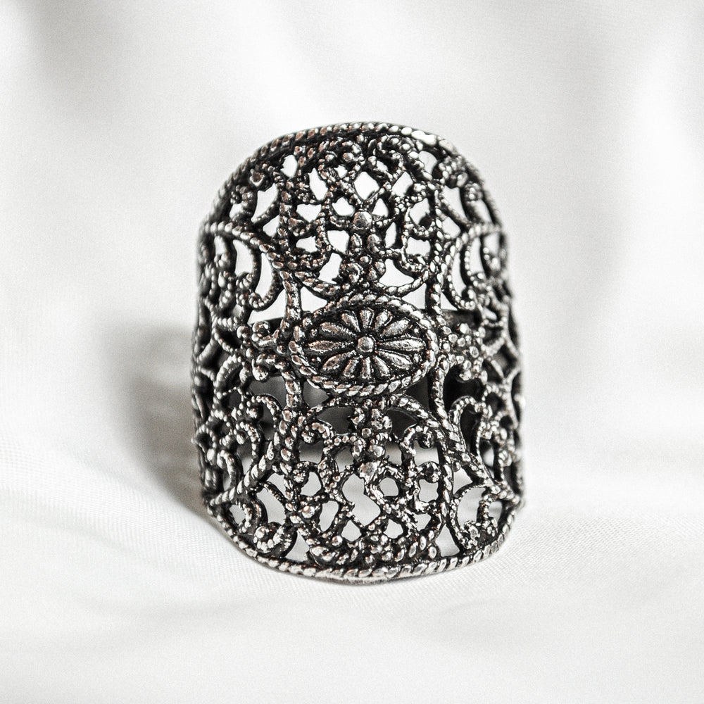 
                  
                    Silver lace motif ring from Lotta Djossou
                  
                